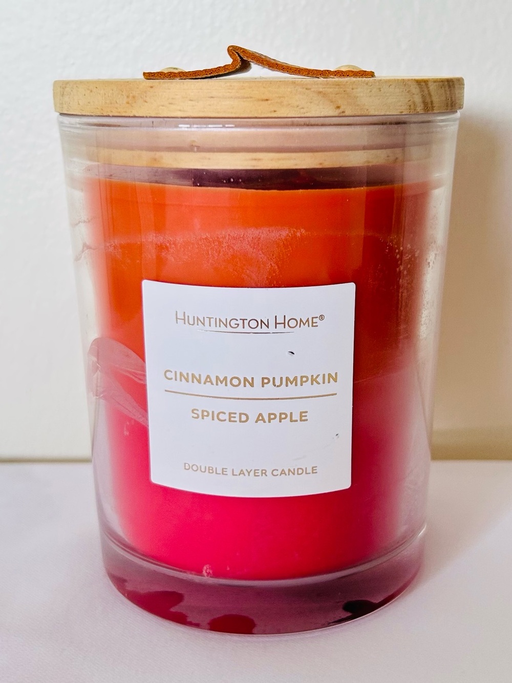 NWT Huntington Home Cinnamon Pumpkin Spiced Apple Double Layer Candle 18.3 oz